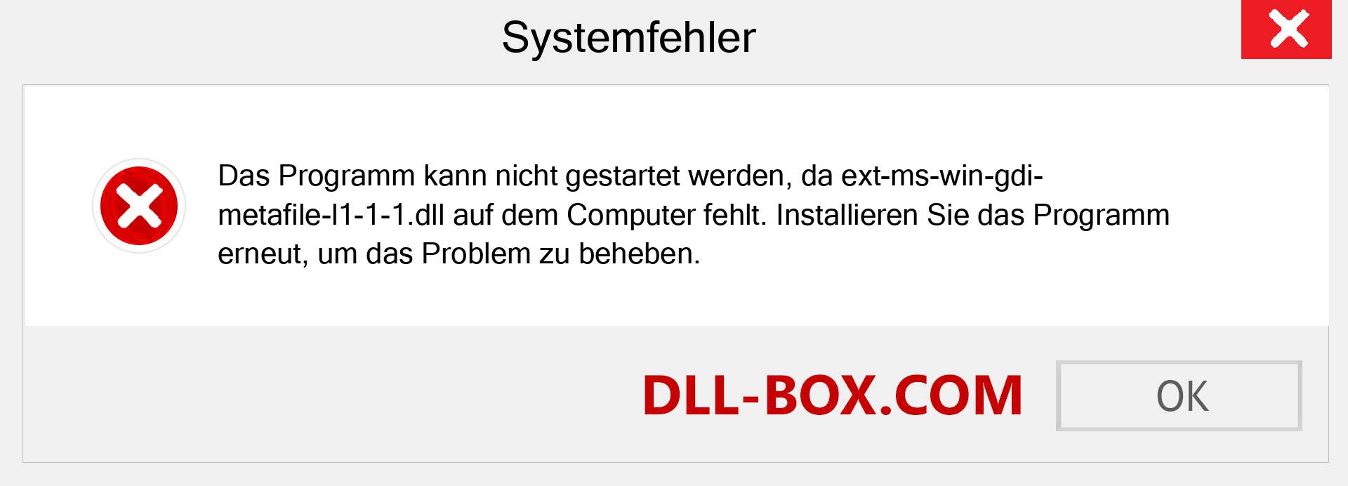 ext-ms-win-gdi-metafile-l1-1-1.dll-Datei fehlt?. Download für Windows 7, 8, 10 - Fix ext-ms-win-gdi-metafile-l1-1-1 dll Missing Error unter Windows, Fotos, Bildern