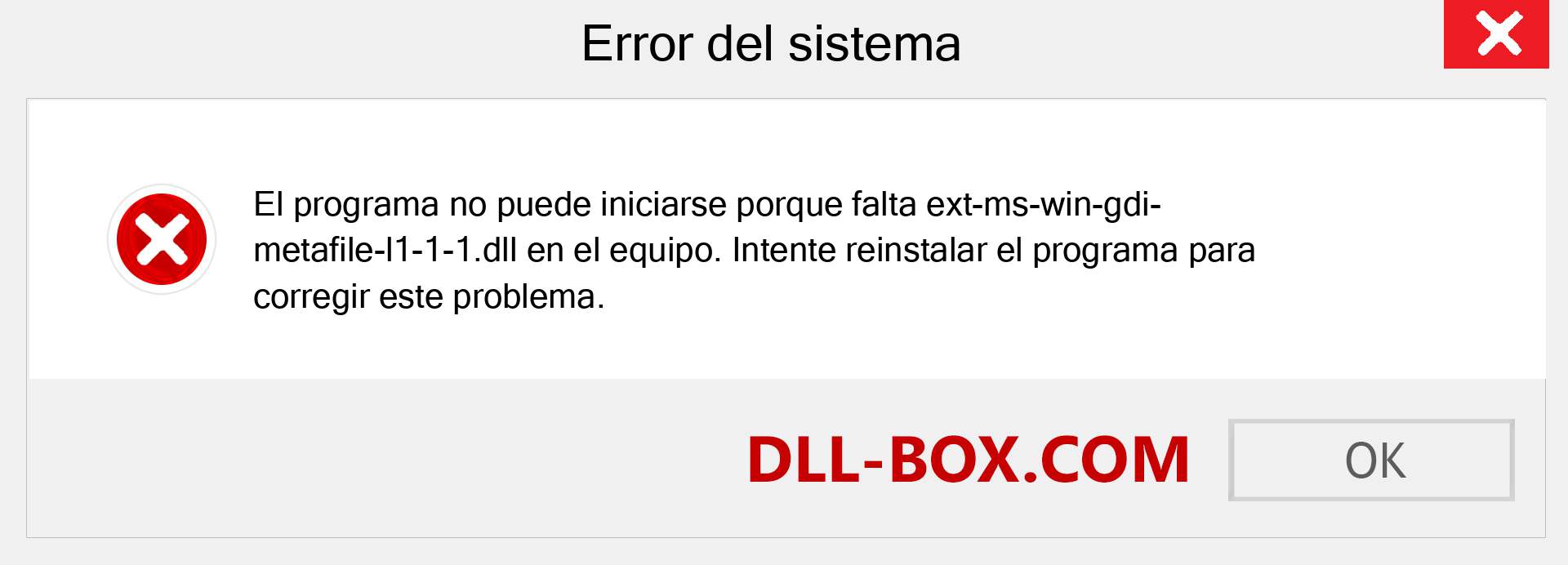 ¿Falta el archivo ext-ms-win-gdi-metafile-l1-1-1.dll ?. Descargar para Windows 7, 8, 10 - Corregir ext-ms-win-gdi-metafile-l1-1-1 dll Missing Error en Windows, fotos, imágenes